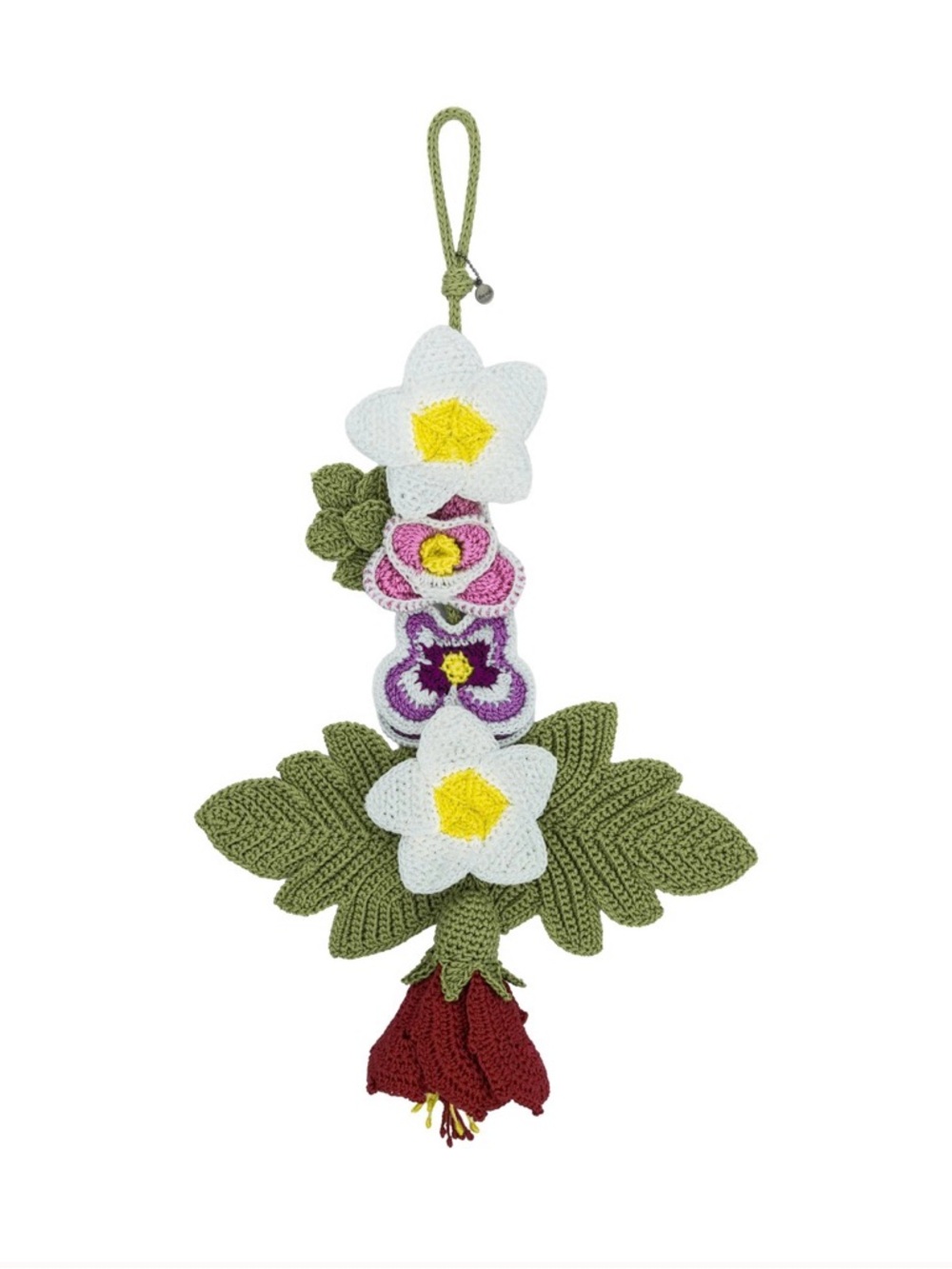 The Sak Mega Crochet Floral Bag Charm in White, Yellow, Green, Purple, Pink, Red